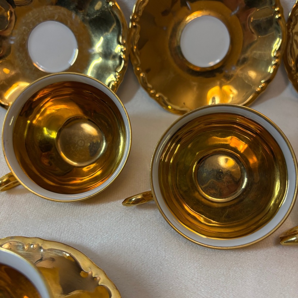Vintage Waldershof Bavaria Gold Lusterwear Demitasse Espresso-Complete 6+BONUS